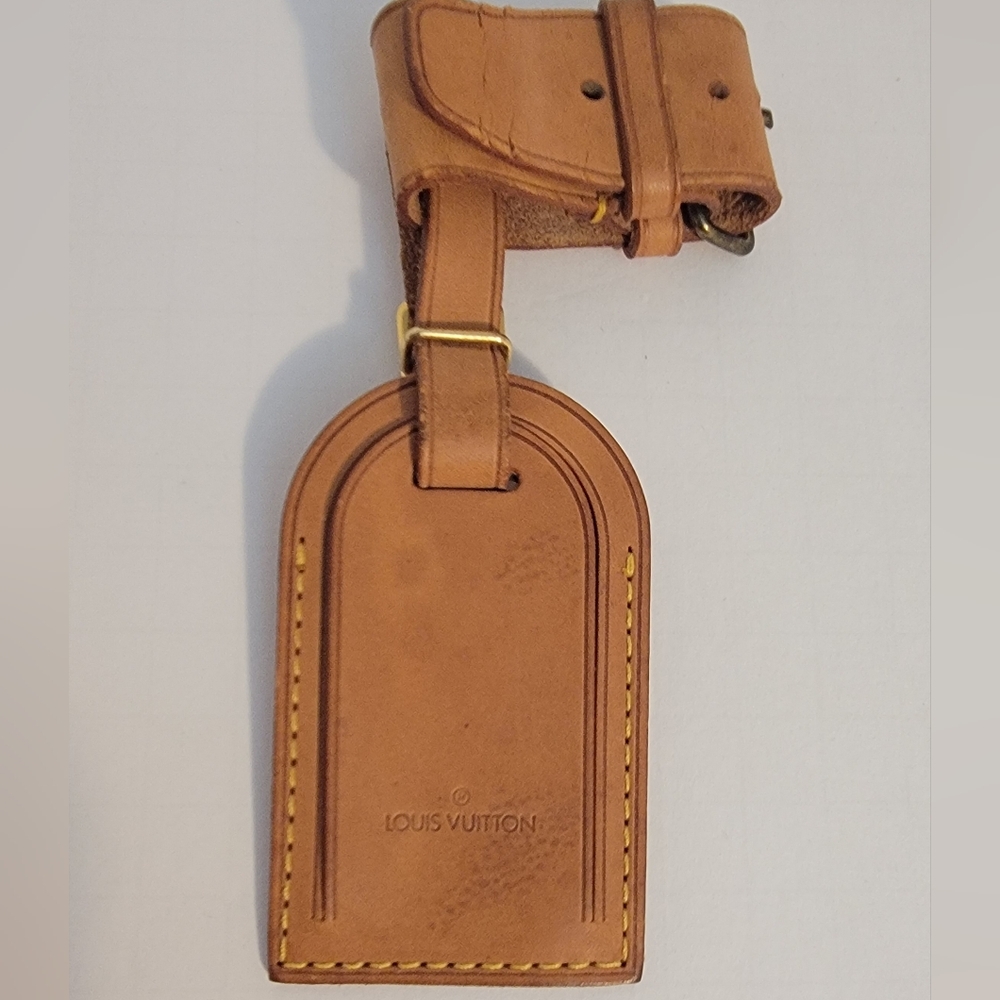 Louis Vuitton Tan Leather Luggage Tag And Poignet